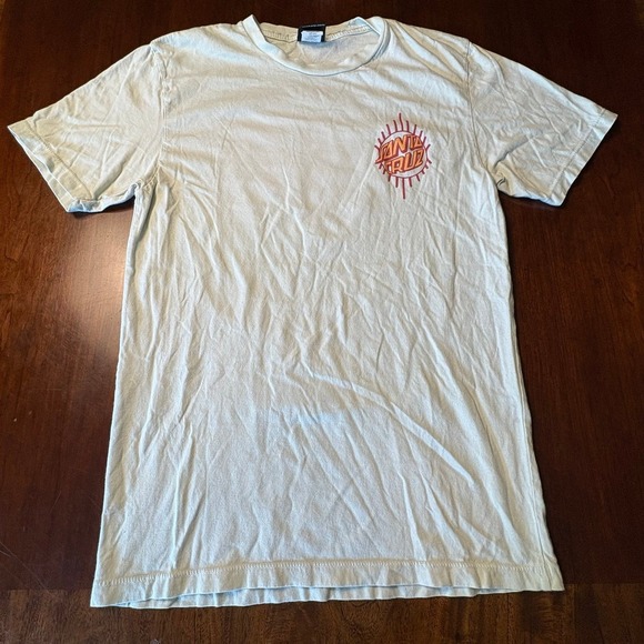 Santa Cruz Skateboards Tops - Santa Cruz Floral Dot Logo Skate T-Shirt Women's Medium Cream Tee Surf Cali